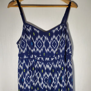 Torrid Maxi Dress Ikat Navy and white 2X